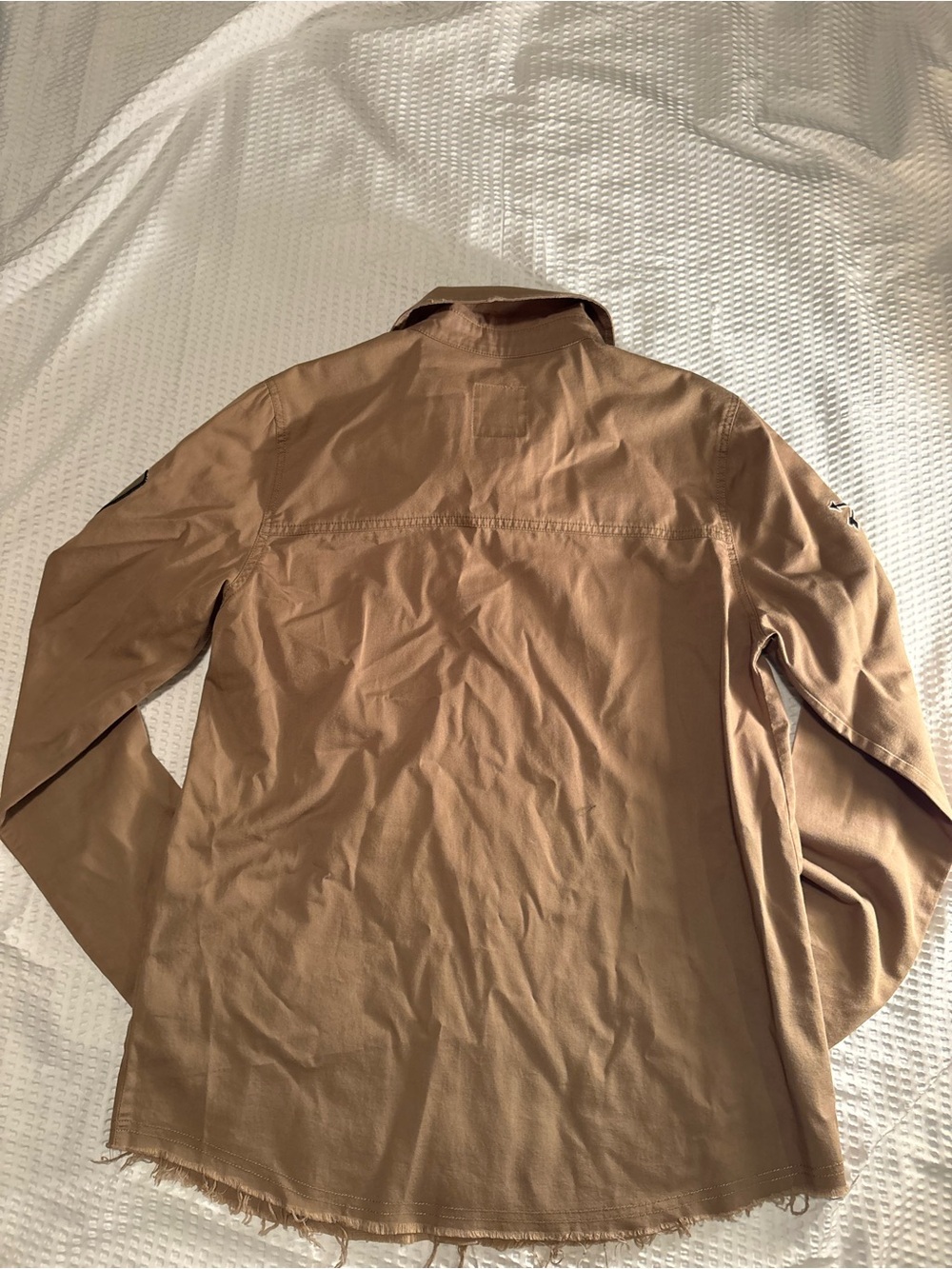 Billabong Women's Army Green Button-Down Utility Shirt with Patches - Picture 6 of 7